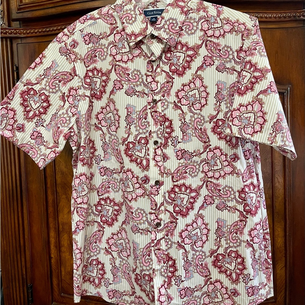 Club Room Red and Cream Paisley Men's Shirt